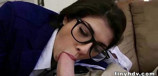  Nerdy teen with glasses gets nailed 4 92